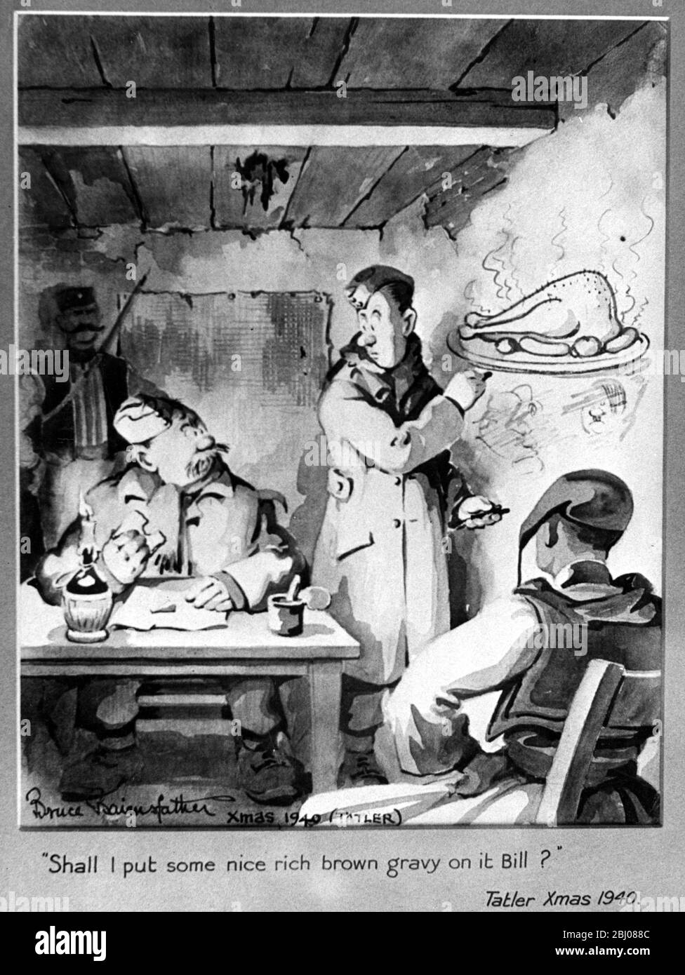 Ci sarà molto risate alla Royal Society of Arts durante le prossime due settimane, quando esempi di arte dell'umorismo attraverso i secoli sono esposti. Nessuna mostra simile di questa natura sembra essersi tenuta in questo paese prima, ma CE n'era una a Parigi nel 1911. E' certamente la prima di questo genere ad essere tenuta dalla Royal Society of Arts, che ha tenuto mostre dal 1760, quando ha tenuto la prima mostra in Inghilterra delle opere di artista contemporaneo. - Fotografie: Bruce Bairnsfather devo mettere un po 'di bel gry marrone su di esso Bill? - Foto del 10 luglio 1949 Foto Stock