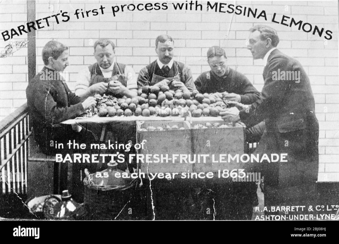 Pubblicità per la limonata di frutta fresca di Barrett - non datata Foto Stock
