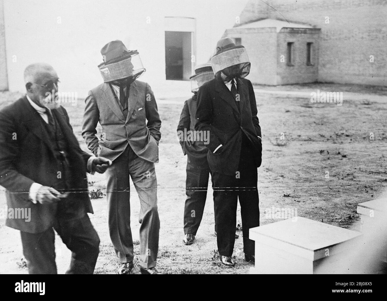 Un guardiano reale . Il re di Spagna visita di un'installazione di alveari , di proprietà del Principe delle Asturie , che si occupa personalmente dell'agricoltura . - 16 settembre 1924 Foto Stock
