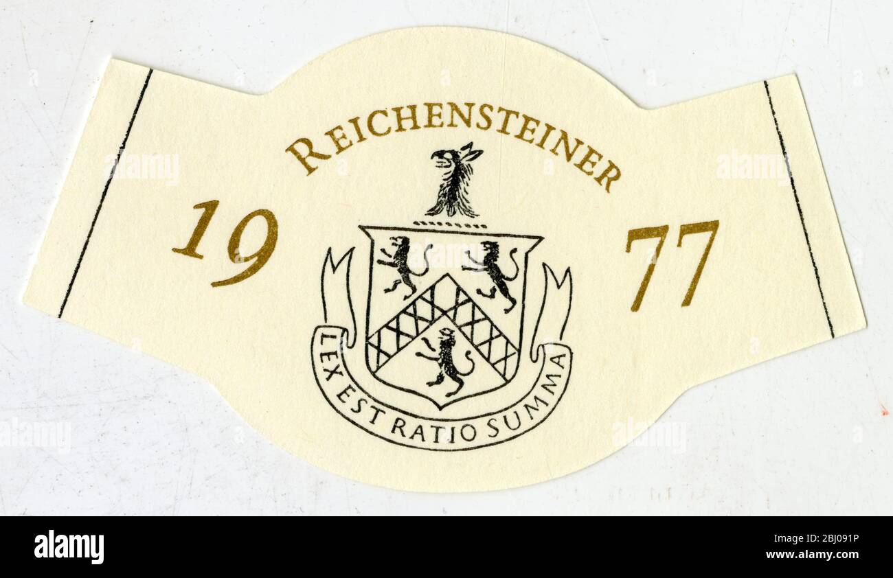 Etichetta vino - Breaky Bottom vino da tavola bianco secco. Una varietà di vite Reichensteiner. Proprietà coltivata da Peter Hall a Breaky Bottom Vineyard, Sussex. Foto Stock