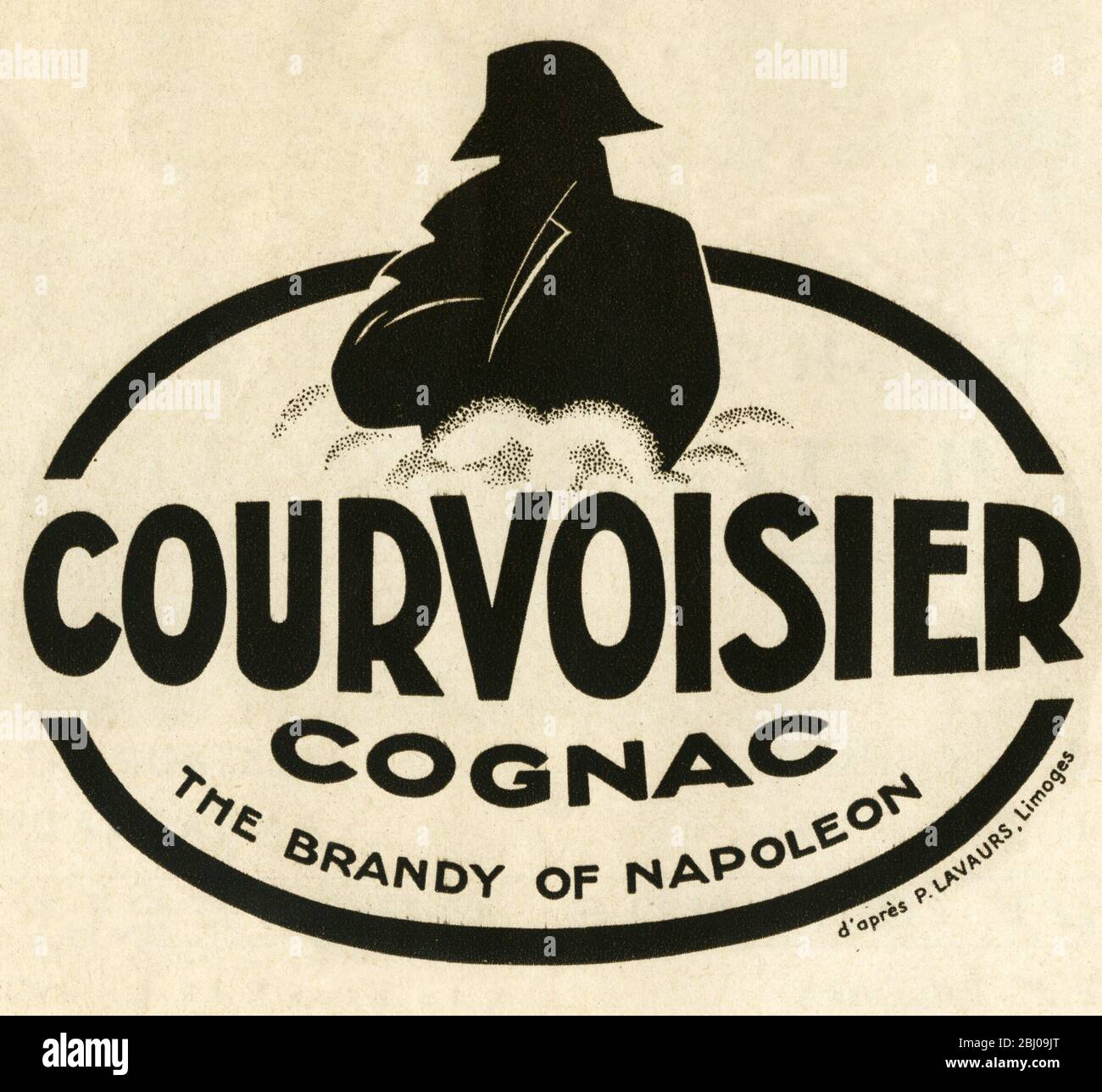 Pubblicità per il cognac Courvoisier - il brandy di Napoleon - distillerie francesi hanno nominato il loro miglior cognac Napoleone come simbolo di prestigio e qualità. Ancora oggi utilizzato Napoleone Brandy è conosciuto come XO, extra vecchio, e designa una miscela in cui il più giovane brandy è conservato per almeno sei anni. Foto Stock