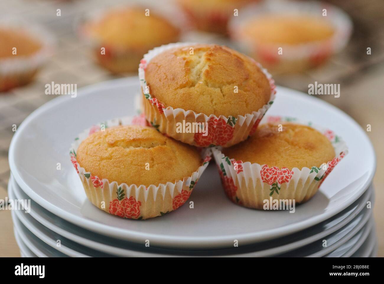 Muffin di ricetta portoghese Bollo de Arroz, con farina di riso e farina senza glutine - Foto Stock