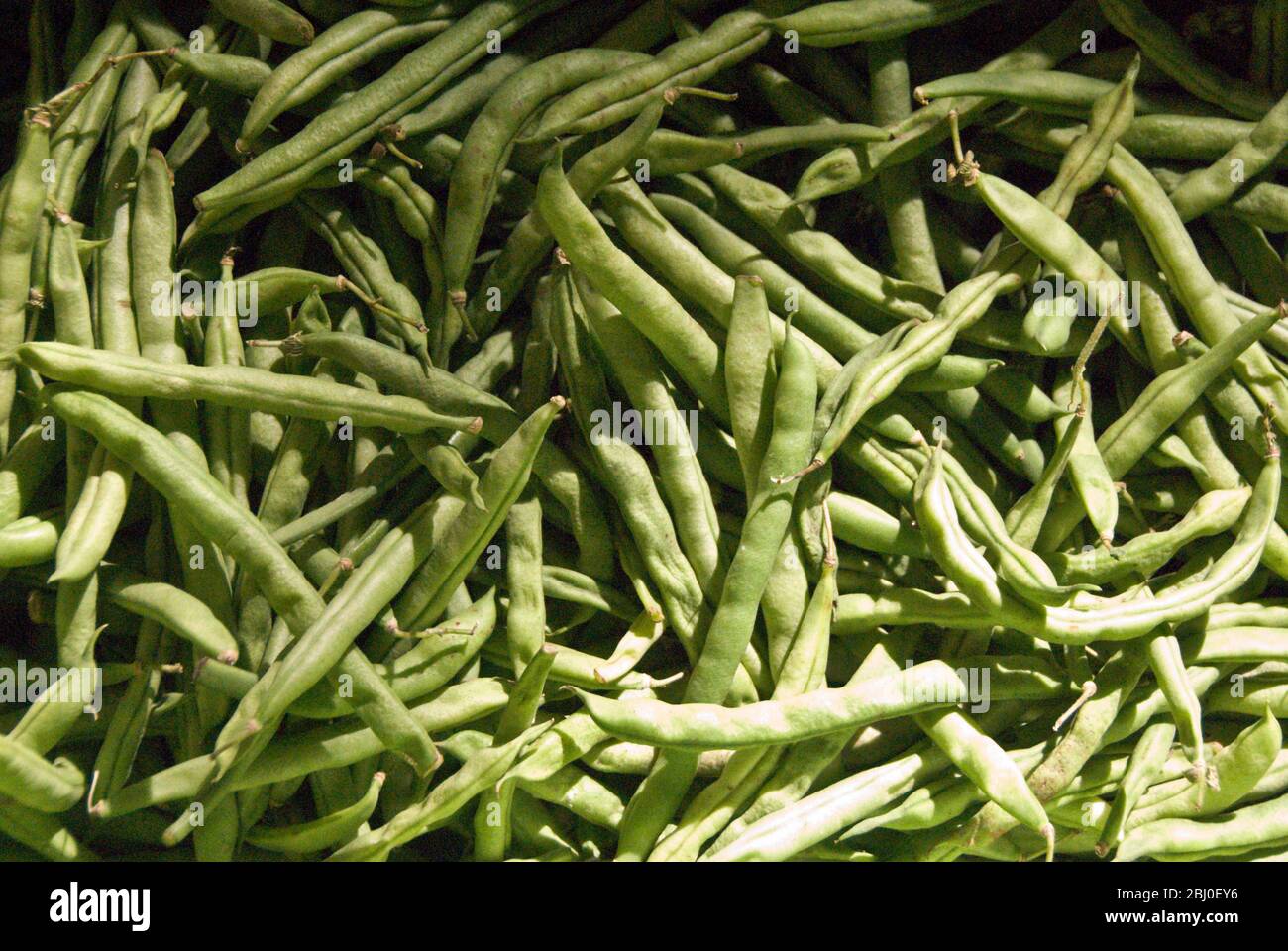 Fagioli verdi francesi in vendita sul mercato coperto a Limassol Cipro meridionale - Foto Stock
