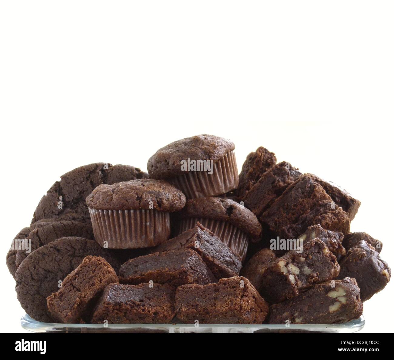 Mucchio di muffin e brownie di cioccolato organico - Foto Stock