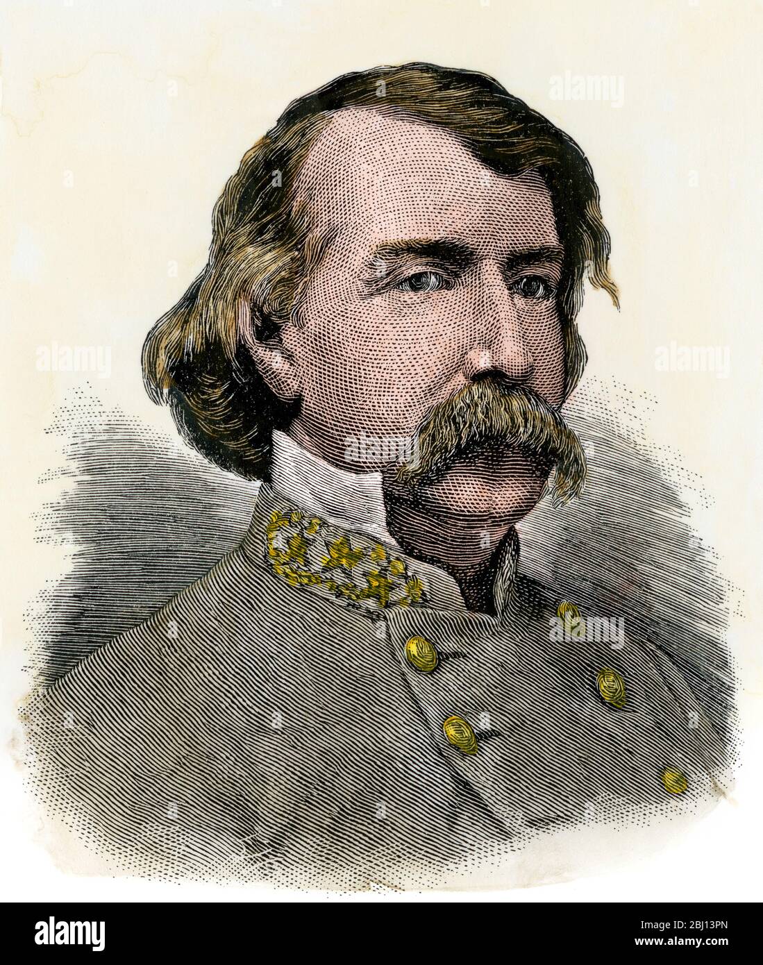 Confederato Brigadiere-Generale John M. Jones. Taglio di legno colorato a mano Foto Stock