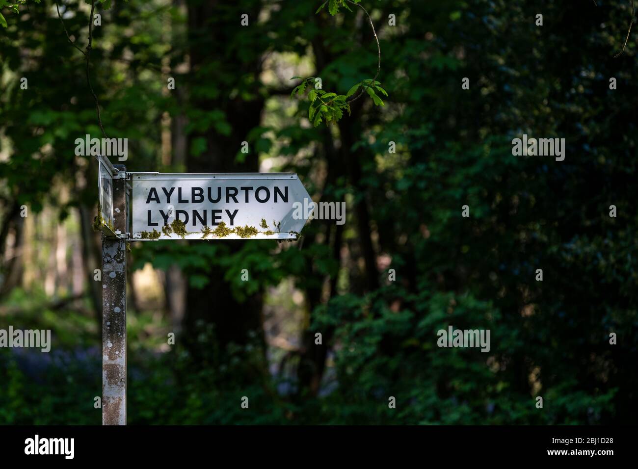 Villaggio segni stradali della Foresta di Dean durante la chiusura di Coronavirus. Esplorare le aree locali per l'esercizio consentito. Foto Stock