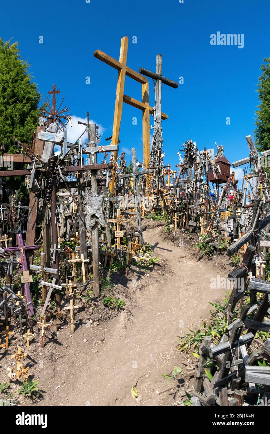 Collina delle croci in Lituania - un luogo di pellegrinaggio. Foto Stock