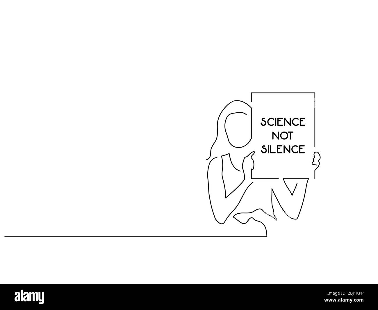 Attivisti che detengono un disegno di linea isolato banner, disegno di illustrazione vettoriale. Collezione di attivismo. Illustrazione Vettoriale