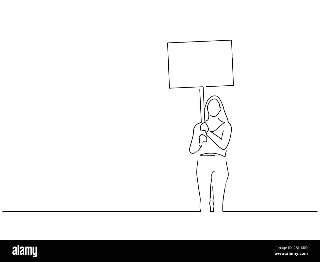 Attivisti che detengono un disegno di linea isolato banner, disegno di illustrazione vettoriale. Collezione di attivismo. Illustrazione Vettoriale