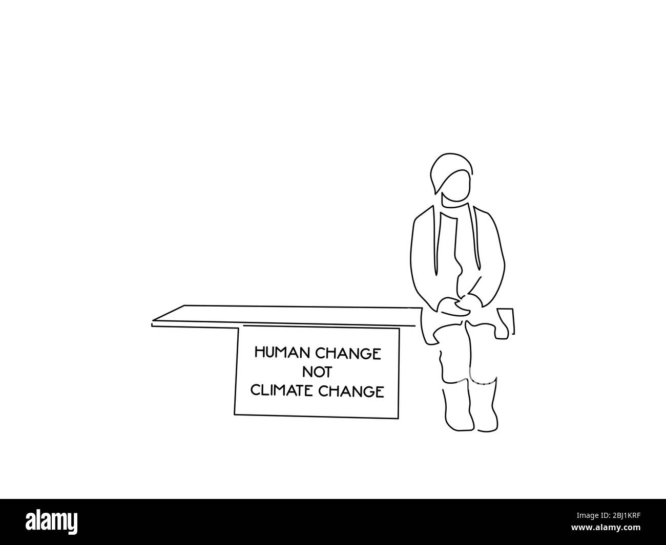 Attivisti che detengono un disegno di linea isolato banner, disegno di illustrazione vettoriale. Collezione di attivismo. Illustrazione Vettoriale