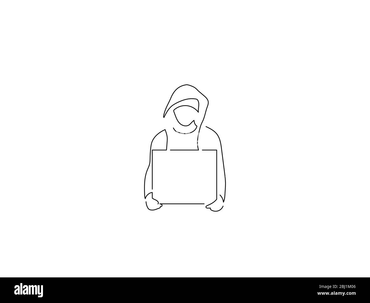 Attivisti che detengono un disegno di linea isolato banner, disegno di illustrazione vettoriale. Collezione di attivismo. Illustrazione Vettoriale