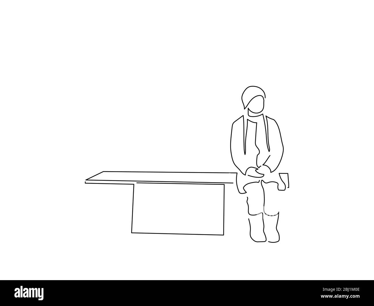 Attivisti che detengono un disegno di linea isolato banner, disegno di illustrazione vettoriale. Collezione di attivismo. Illustrazione Vettoriale