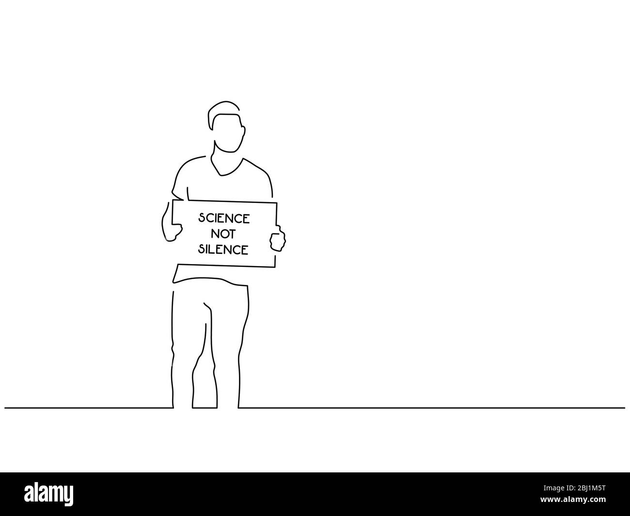 Attivisti che detengono un disegno di linea isolato banner, disegno di illustrazione vettoriale. Collezione di attivismo. Illustrazione Vettoriale