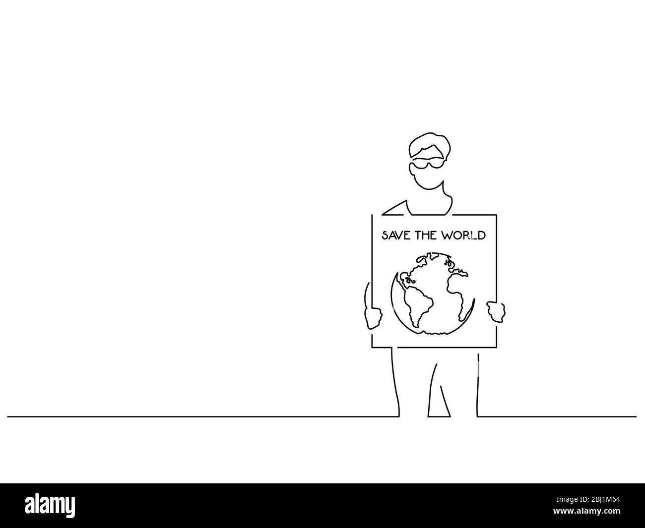 Attivisti che detengono un disegno di linea isolato banner, disegno di illustrazione vettoriale. Collezione di attivismo. Illustrazione Vettoriale