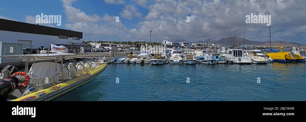 Bocayna Express Catamarano traghetto, Fred Olsen express, trasporto marittimo, Lanzarote, Canarie, Spagna, inter-isola, Spagna, Europa Foto Stock
