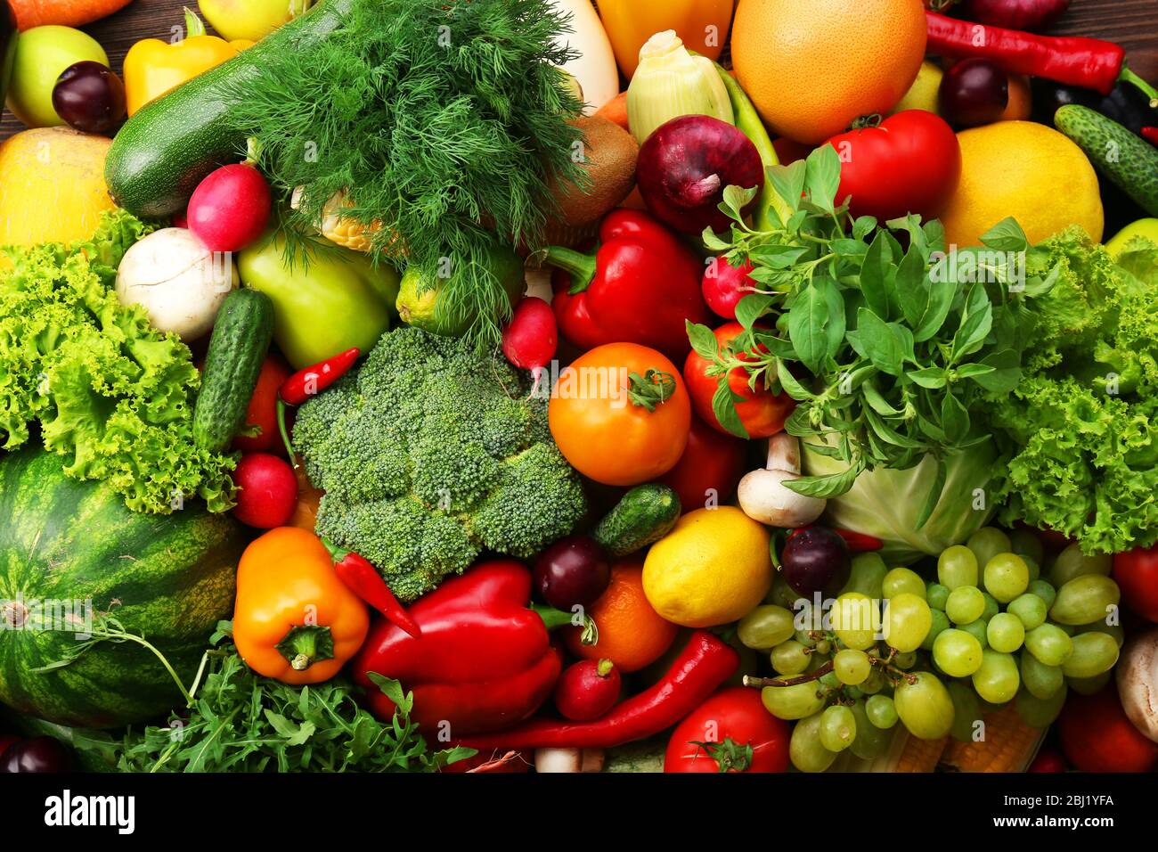Verdure fresche e frutta di fondo Foto Stock