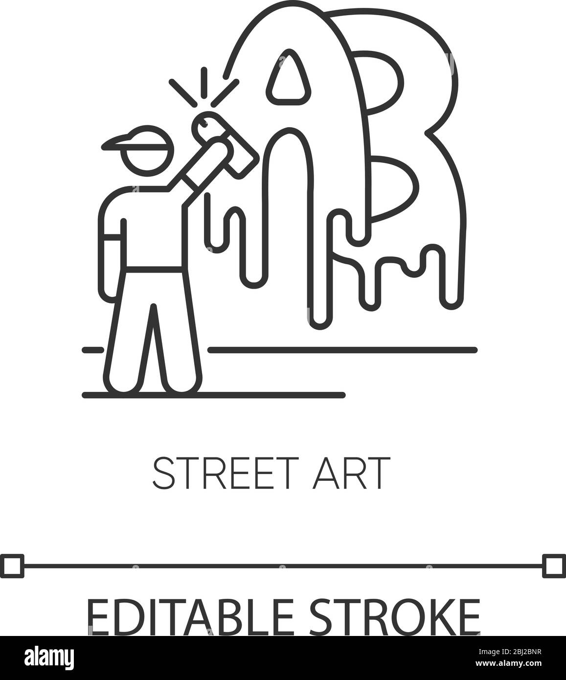 Icona lineare perfetta pixel Street art Illustrazione Vettoriale