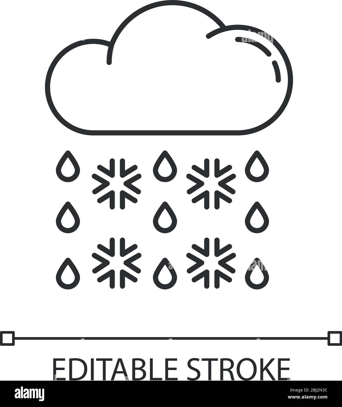 Neve alta, pixel sleet icona lineare perfetta Illustrazione Vettoriale