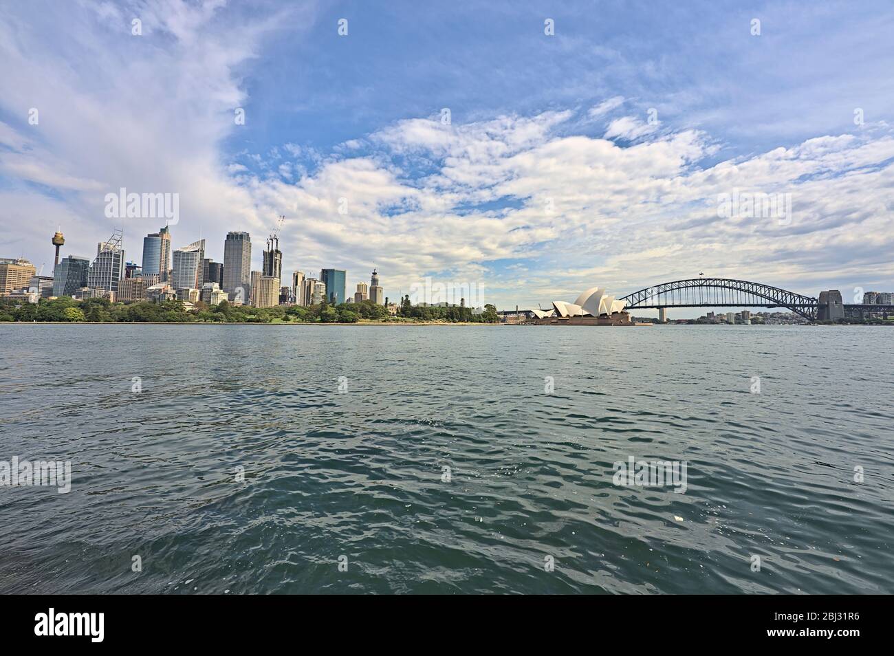 Skyline di Sydney con Harbour Bridge e Opera House Foto Stock