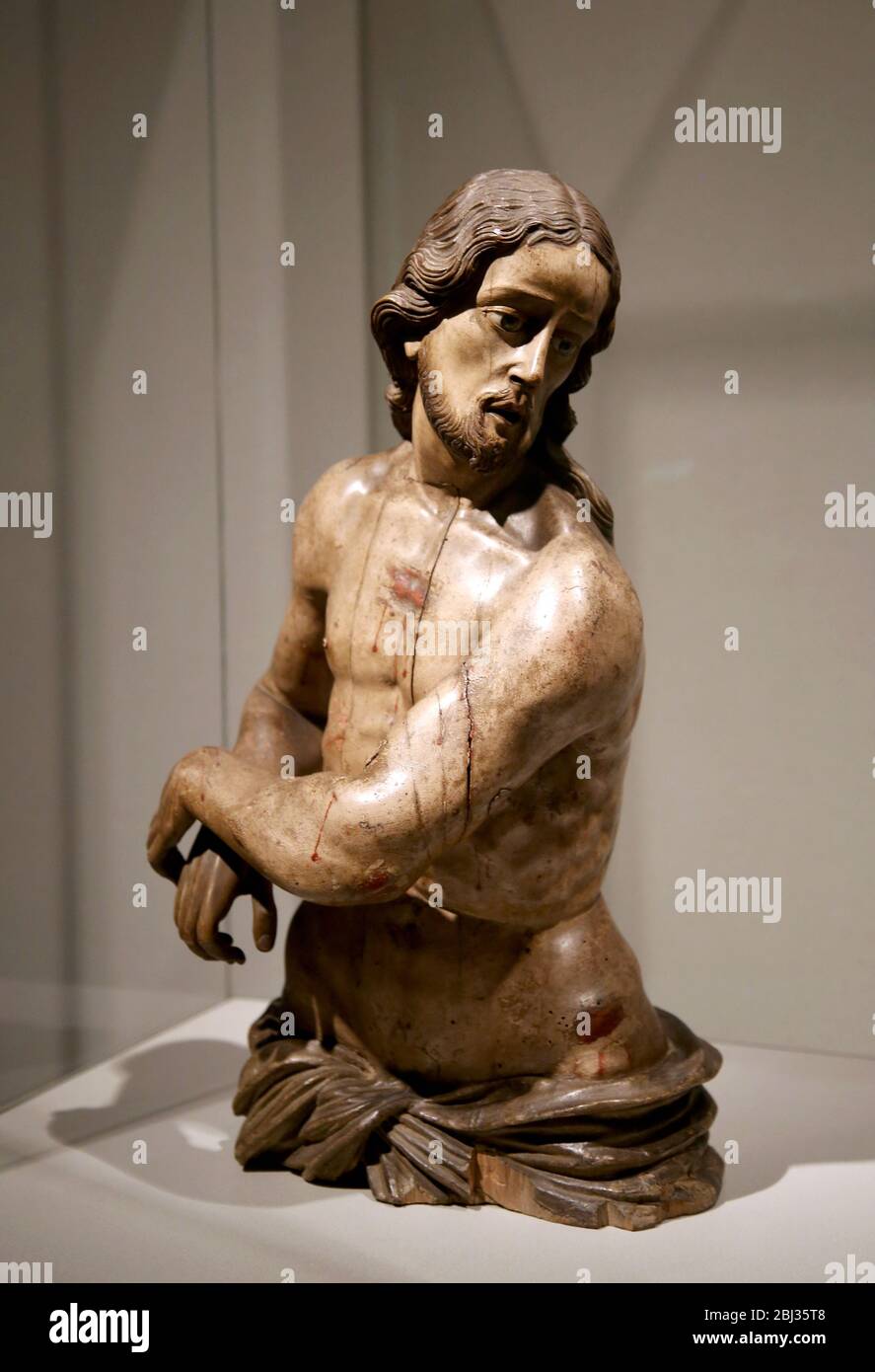 Scultura Ecce Homo, legno policromo. xvii sec. Nicolas de Bussy (1640-1706). Murcia. Museo Frederic Mares, Barcellona, Spagna. Foto Stock