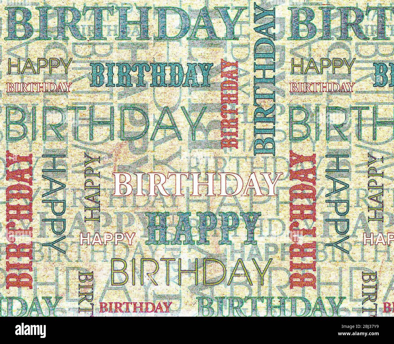 Happy Birthday contrasto colore testo sfondo, infanzia, evento speciale vita, celebrazione, festa, di genere neutro Foto Stock