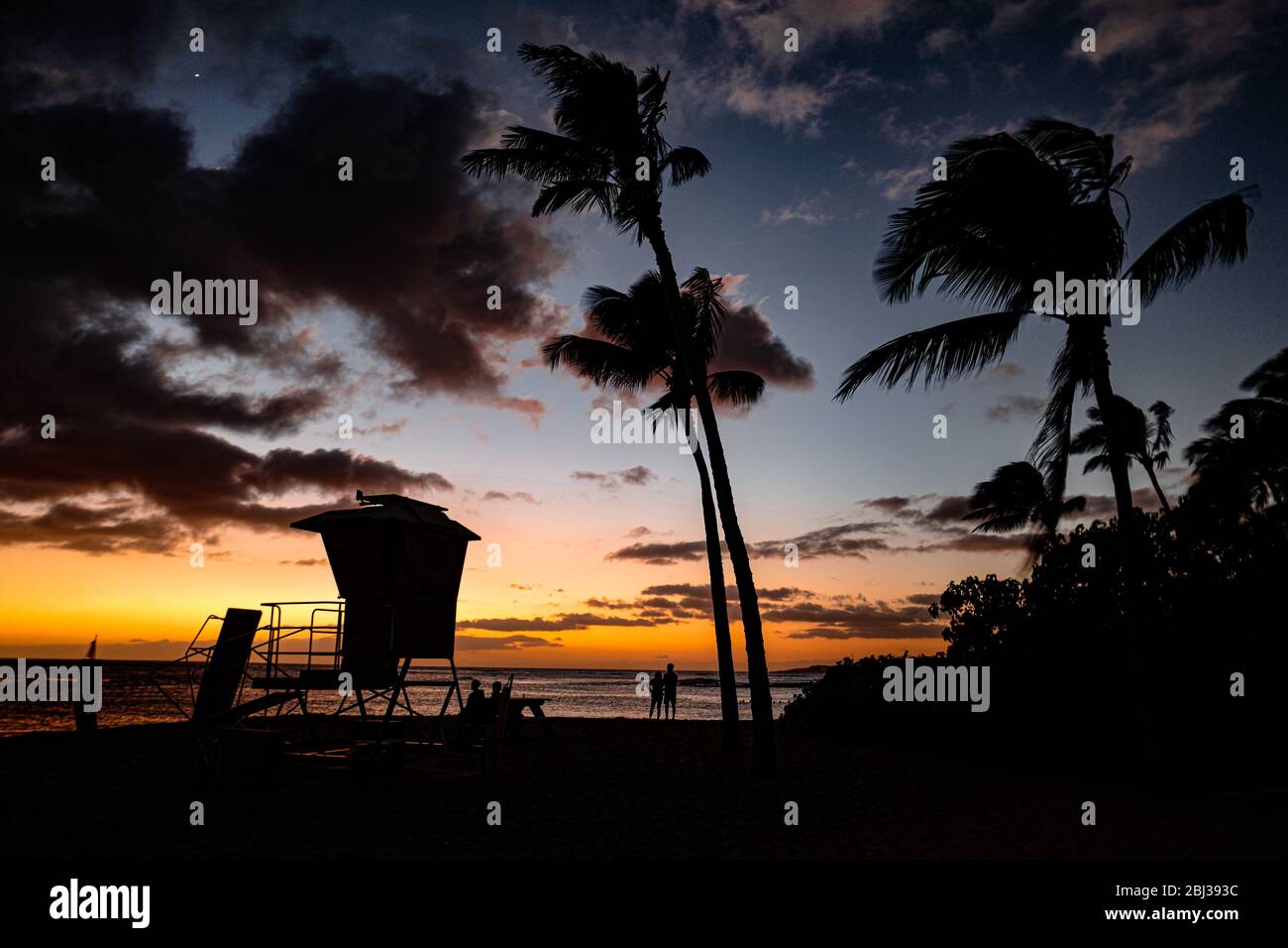 Hawaii - Sunset Poipu spiaggia Kauai Foto Stock