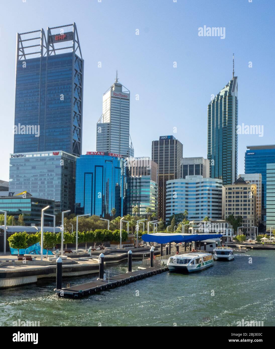 Elizabeth Quay e Perth CBD skyline Australia Occidentale. Foto Stock