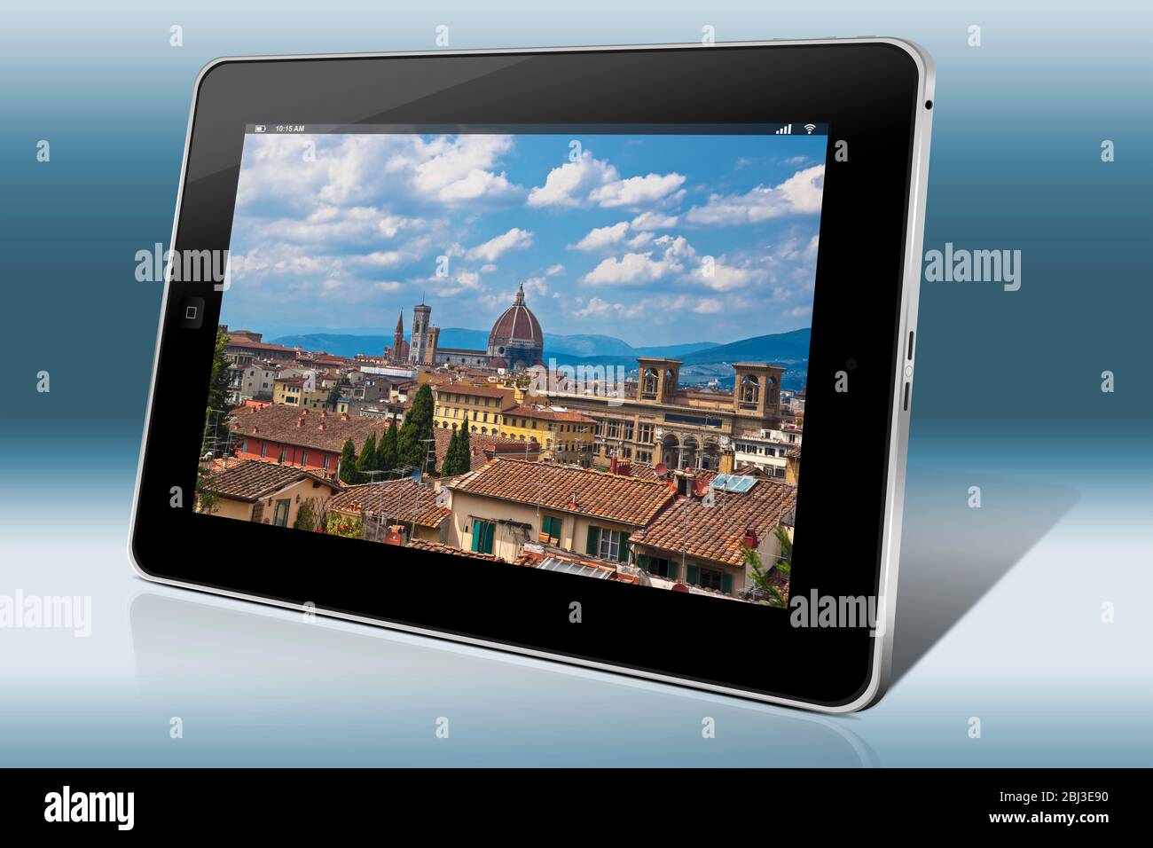 Vista da Piazzale Michelangelo di Firenze, al Duomo di Santa Maria del Fiore e al campanile, Firenze, Toscana, Italia, Europa Foto Stock