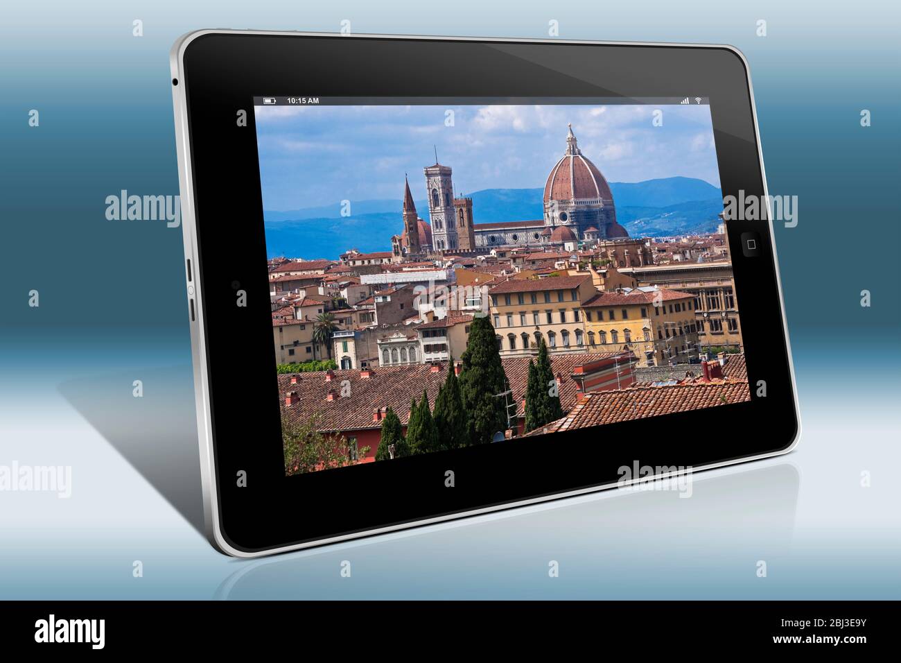Vista da Piazzale Michelangelo di Firenze, al Duomo di Santa Maria del Fiore e al campanile, Firenze, Toscana, Italia, Europa Foto Stock