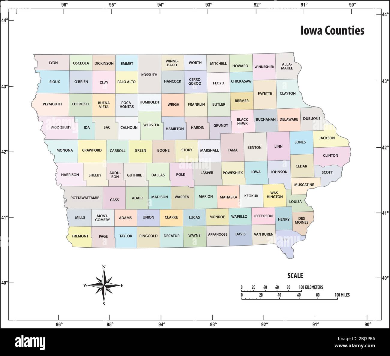 Iowa political map immagini e fotografie stock ad alta risoluzione Alamy