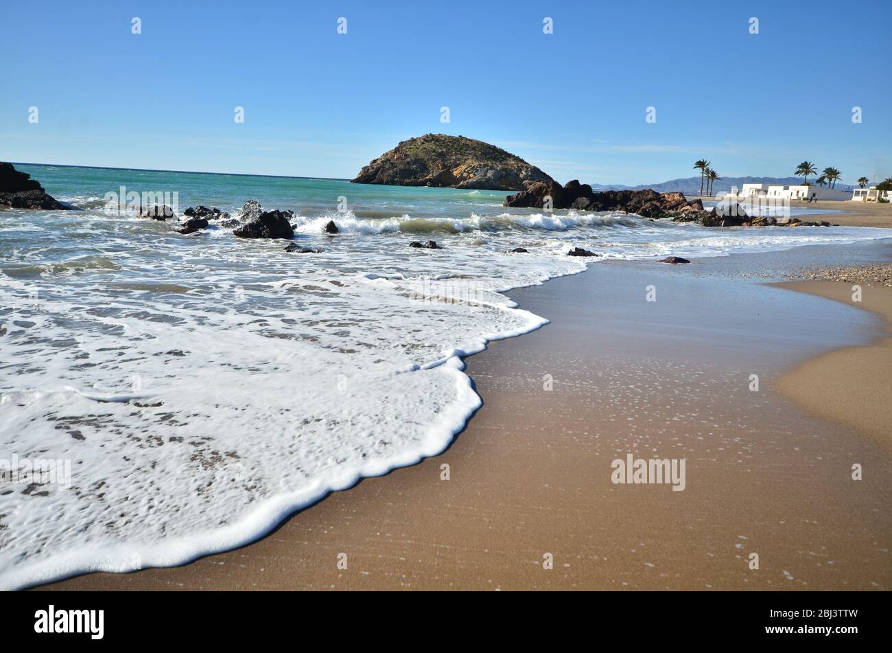 Playa de Nares, Costa de Mazarrón. Una spiaggia lungo la costa di Mazarrón. Foto Stock