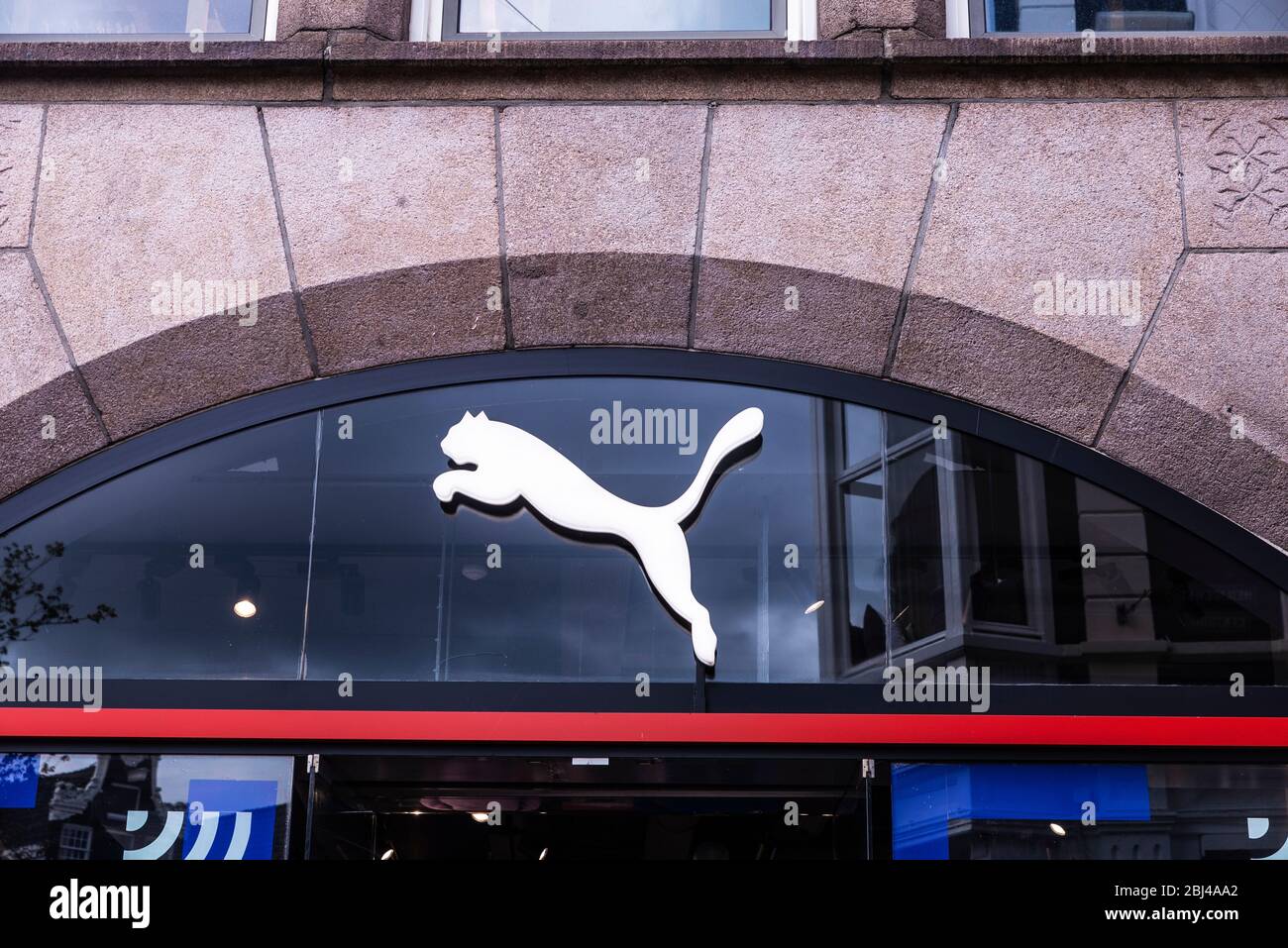 Amsterdam, Paesi Bassi - 8 settembre 2018: Logo di un negozio Puma di Amsterdam, Paesi Bassi Foto Stock