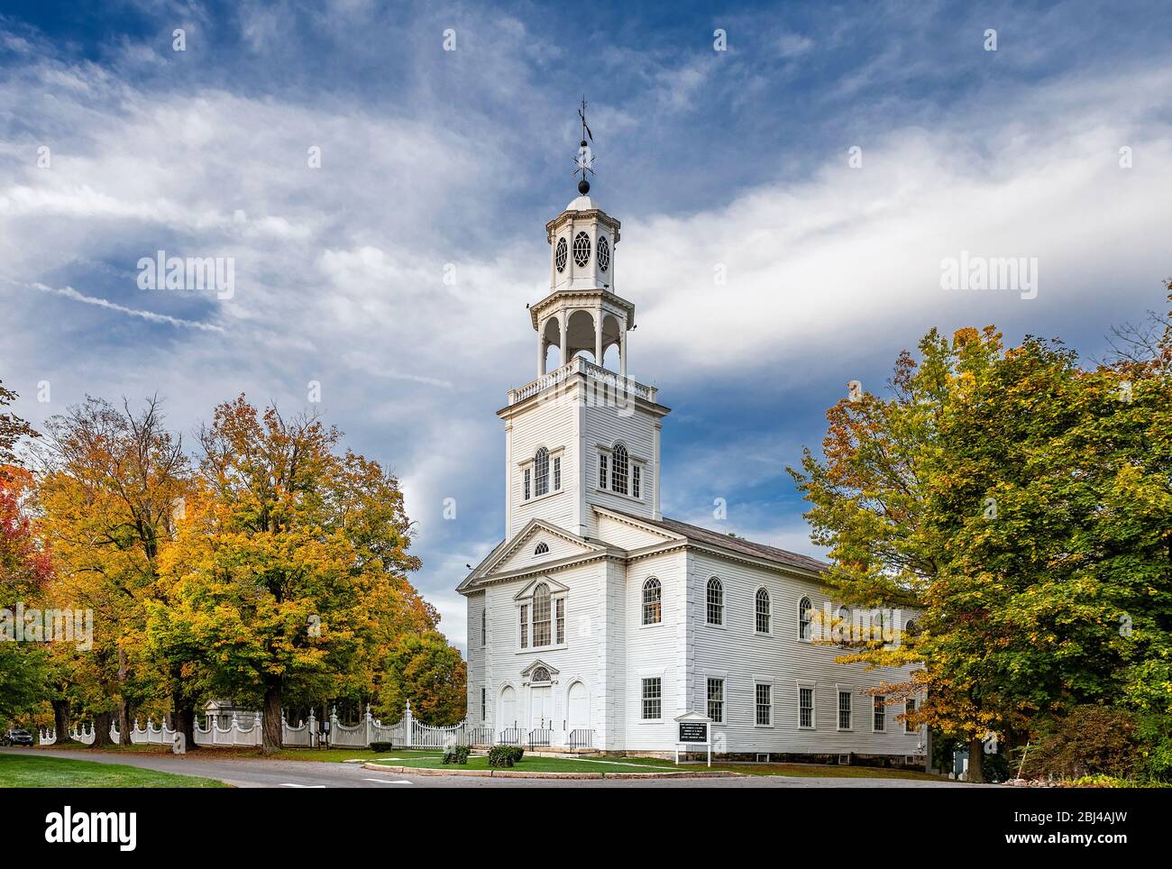 Affascinante vecchia prima chiesa a Bennington in Vermont. Foto Stock