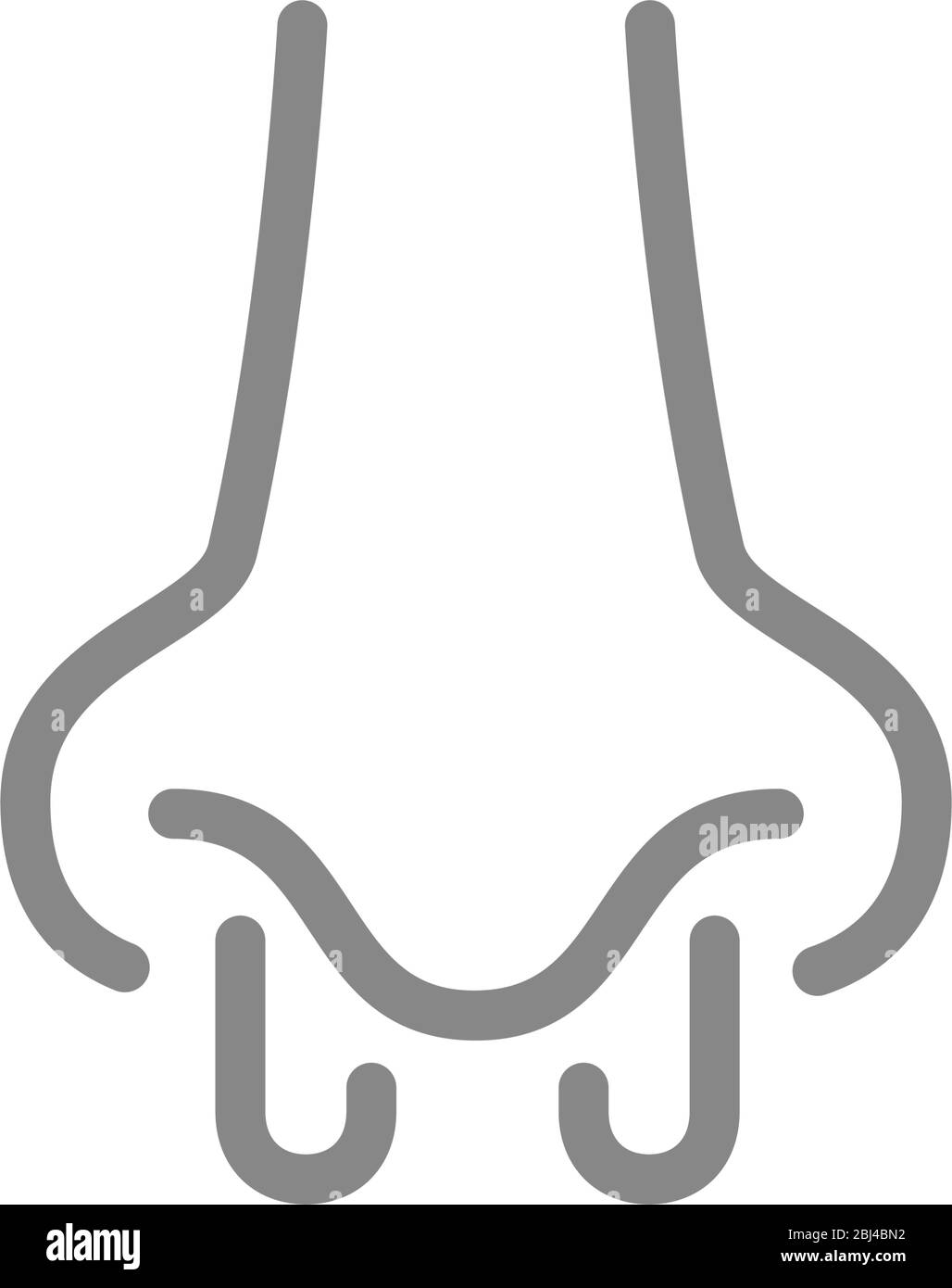 Icona della linea nasale umana irritata. Rinite, sinusite cronica, infiammazione nasale, simbolo dell'organo infetto Illustrazione Vettoriale