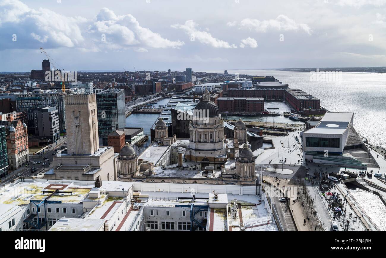 Liverpool Waterfront rivolto a sud. Foto Stock