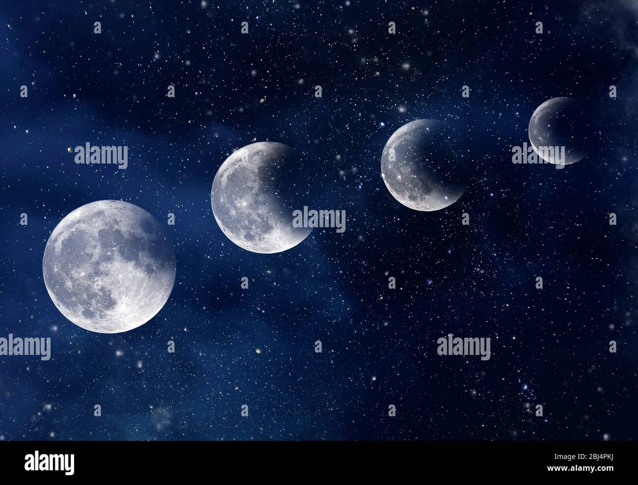 Spazio incredibile, cielo con stelle e luna durante l'eclisse, sfondo Foto Stock