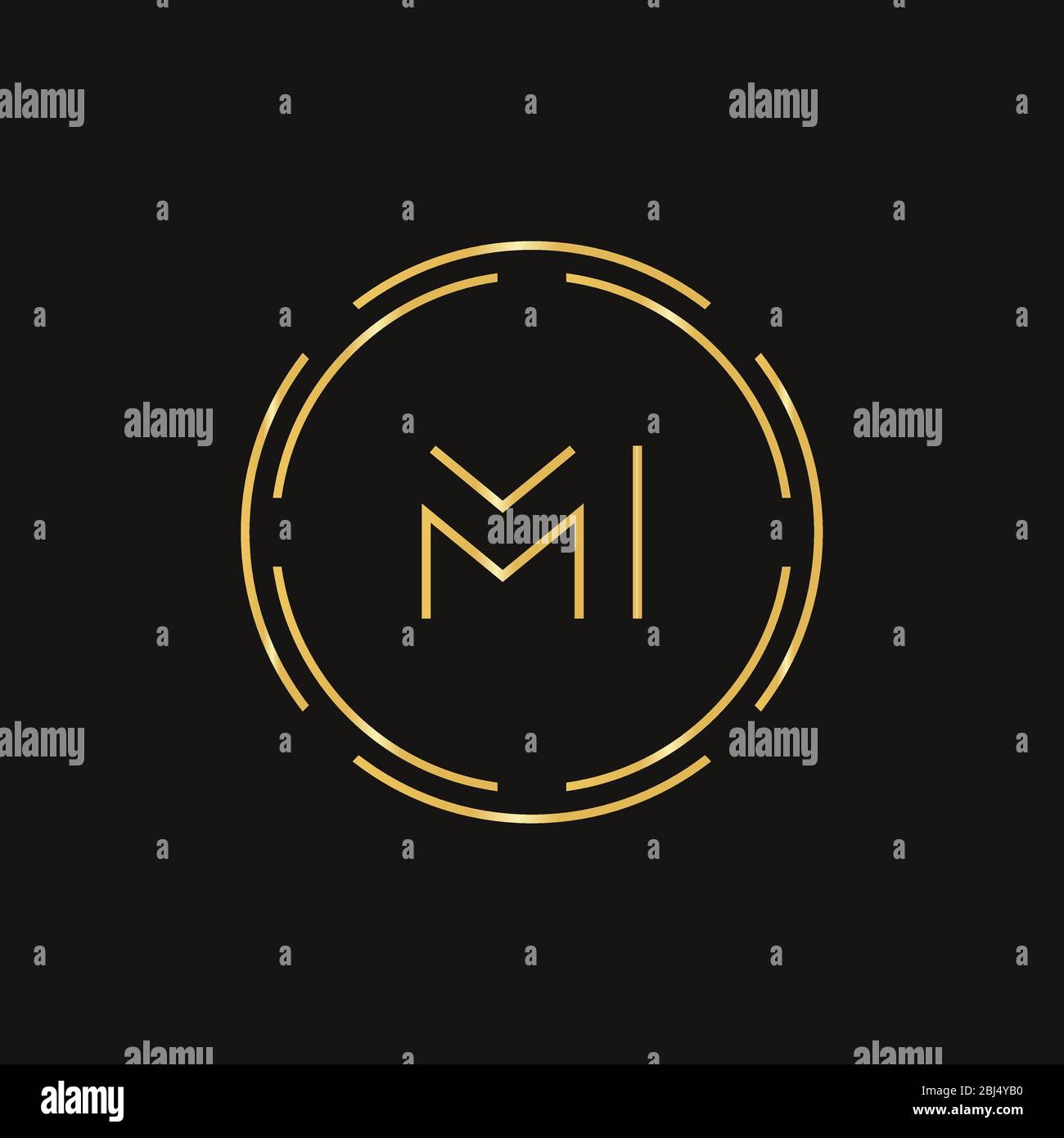 Modello vettore di disegno logo lettera MI iniziale. Lettera astratta MI logo Design Illustrazione Vettoriale