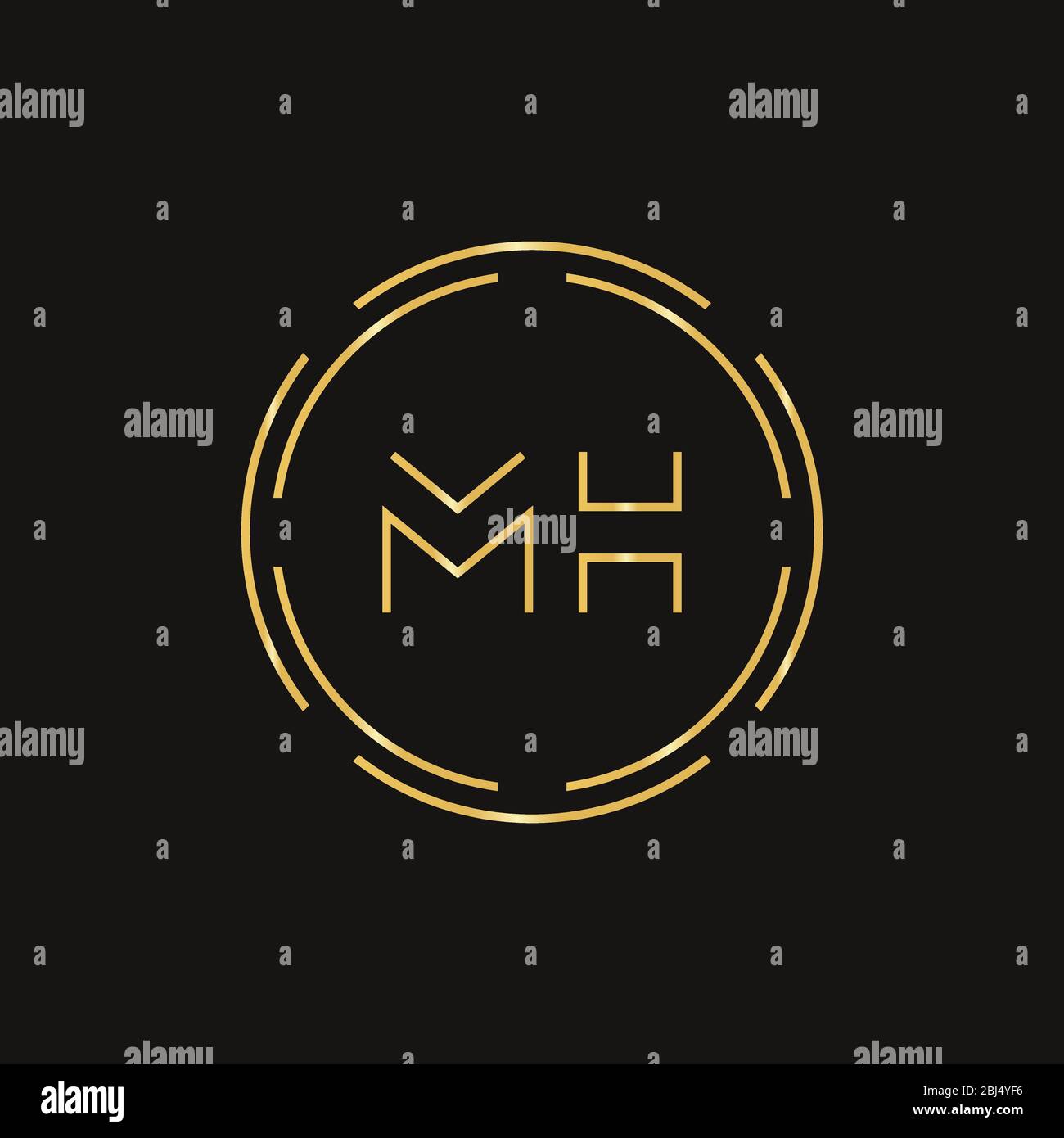 MH iniziale lettera Logo Design template vettoriale. Lettera astratta MH Design del logo Illustrazione Vettoriale