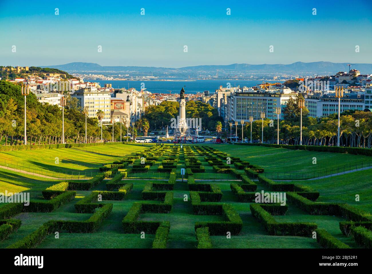 Eduardo VII parco situato nella città di Lisbona, Portogallo Foto Stock