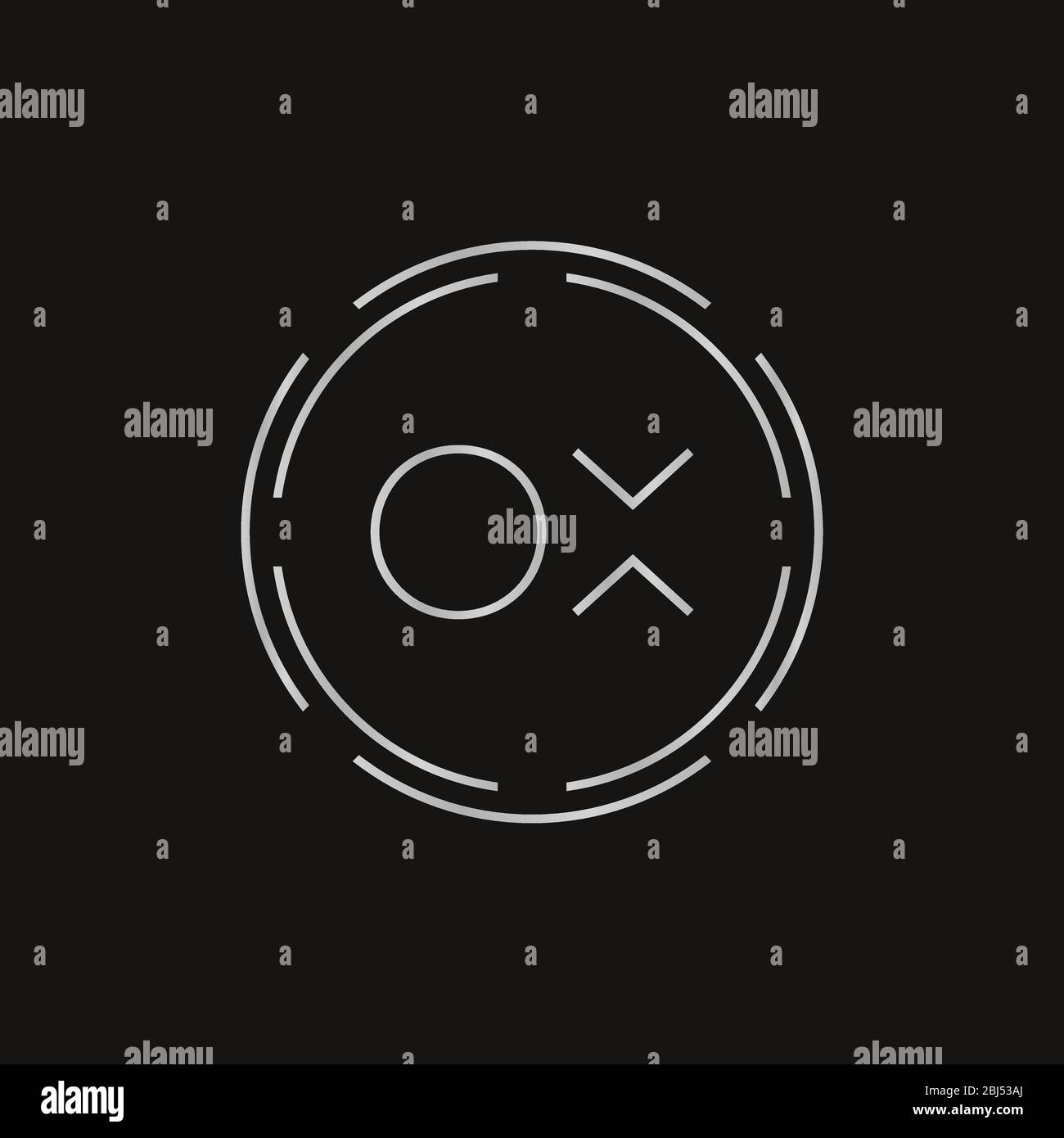 Modello vettore di disegno del logo OX della lettera del monogramma iniziale. Tecnologia digitale Design del logo OX Letter Illustrazione Vettoriale
