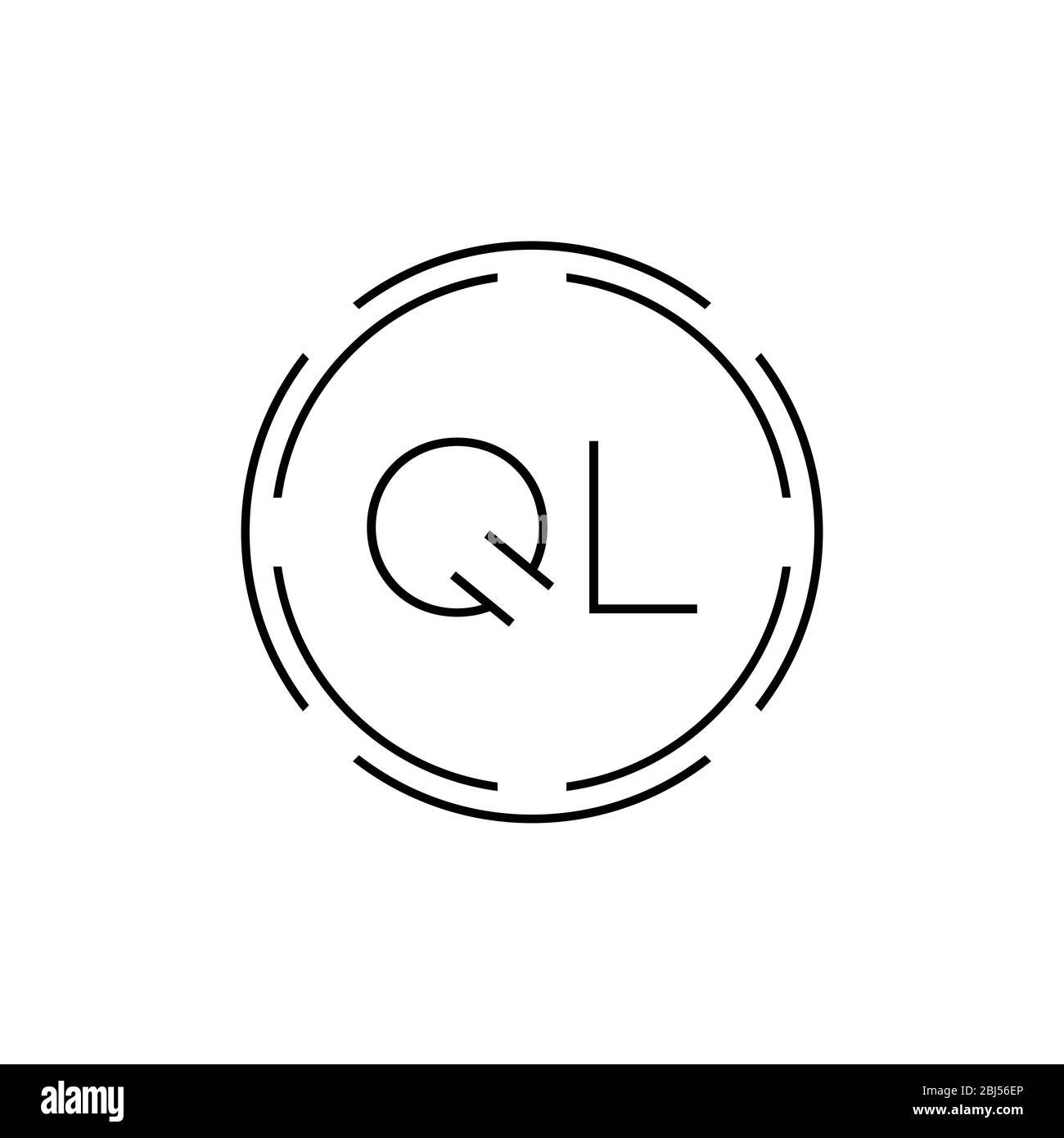 Modello vettore di disegno del logo QL della lettera iniziale. Design del logo digitale con lettera QL del cerchio astratto Illustrazione Vettoriale