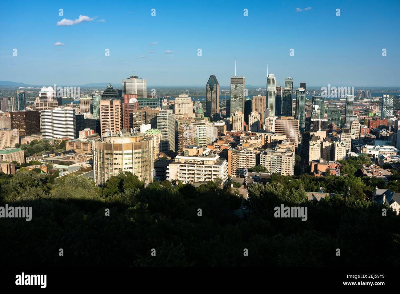 Skyline del centro città da Mount Royal a Montreal, Quebec, Canada Foto Stock