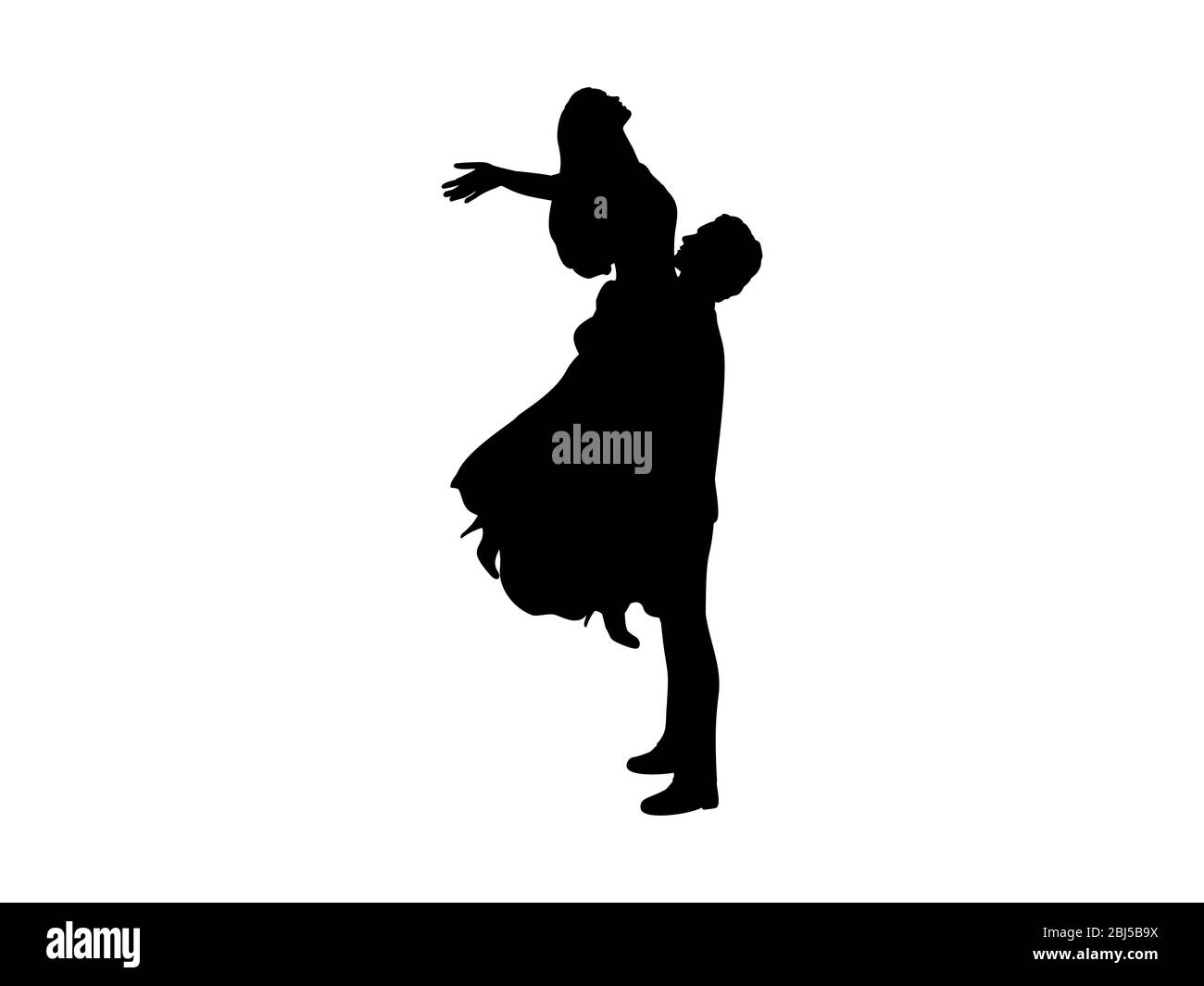 Silhouette di uomo e donna si alza tra le braccia. Illustrazione Vettoriale