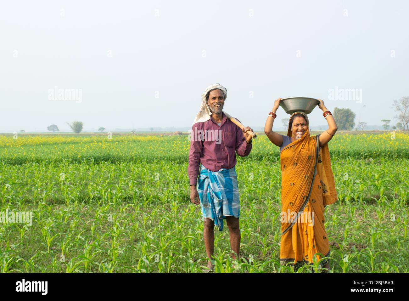 Coppia contadina indiana che lavora sul campo Foto Stock