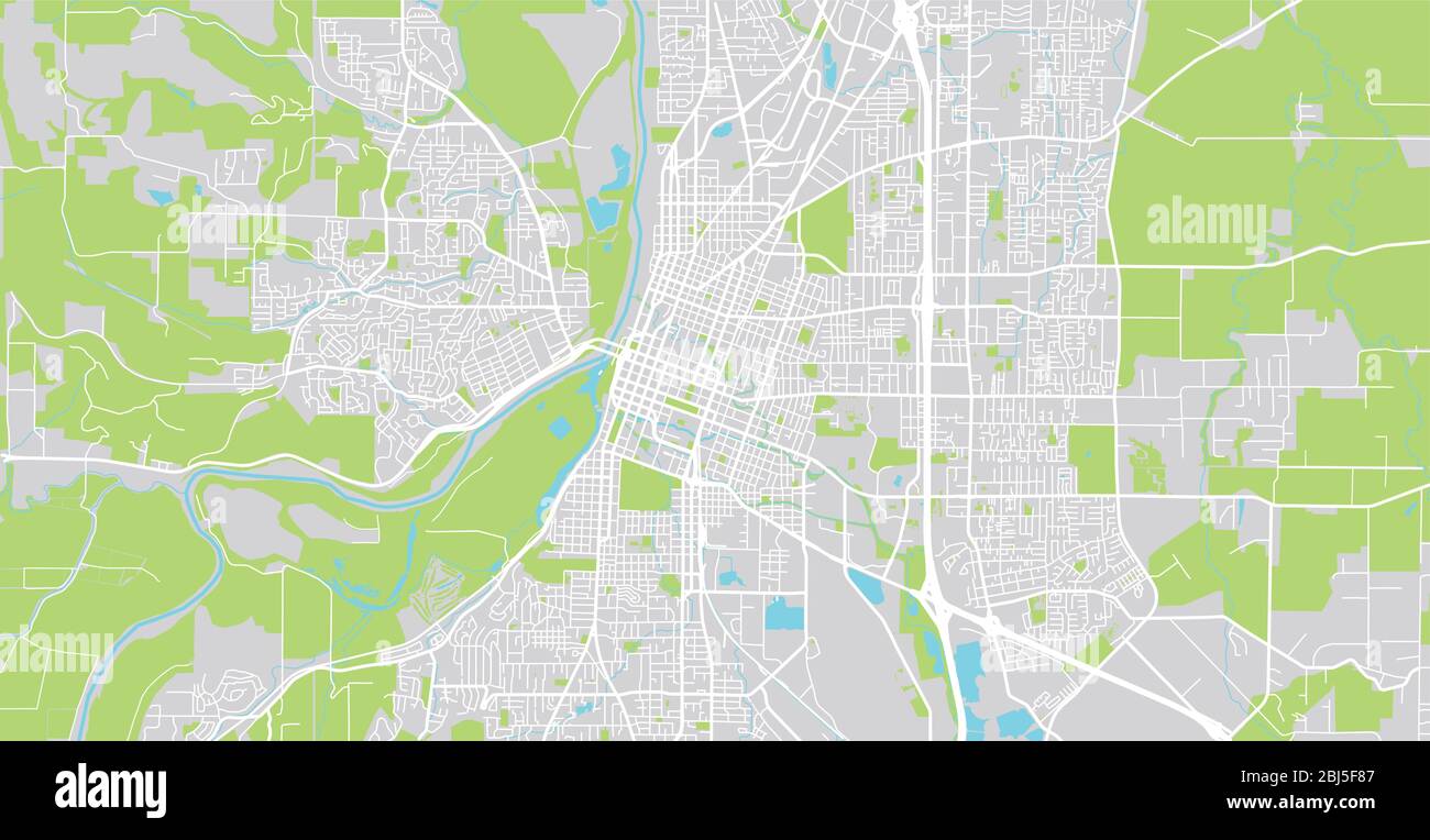 Mappa urbana vettoriale di Salem, USA. Oregon capitale dello stato Illustrazione Vettoriale