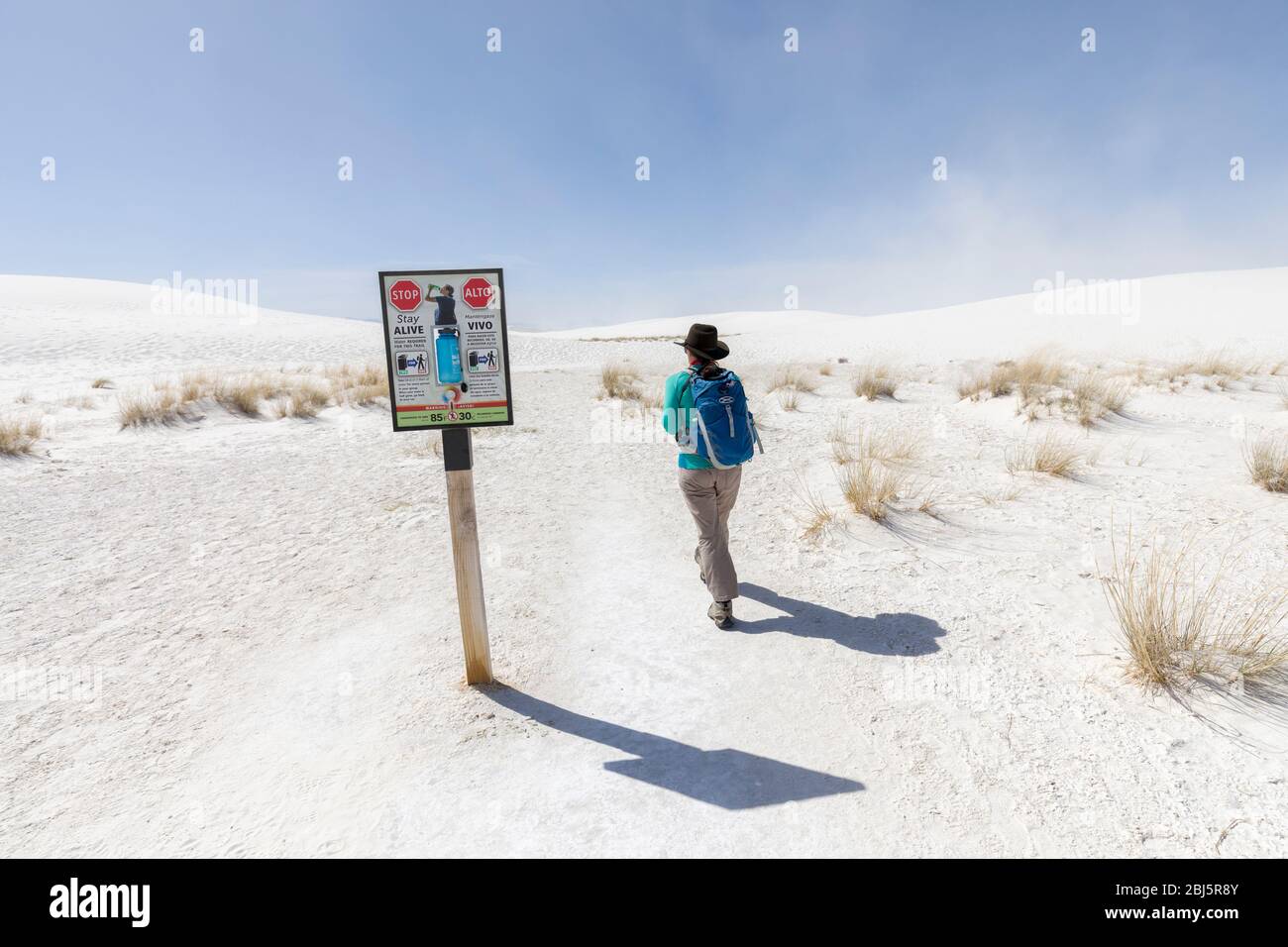 Segnale di avvertimento per l'acqua potabile, White Sands, New Mexico, USA Foto Stock