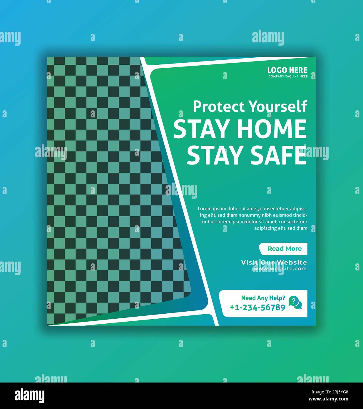 Covid-19 Coronavirus Social Media Banner Template, Medical Health social media banner su coronavirus, social media banner template Illustrazione Vettoriale