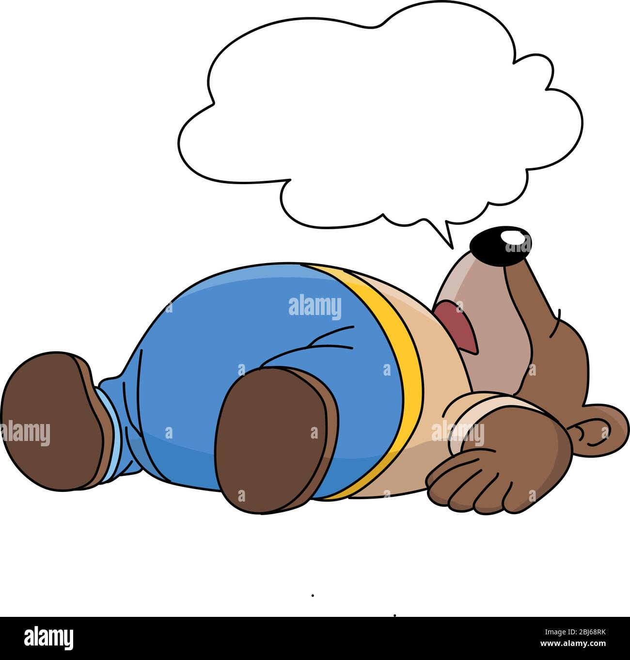 Cartoon grizzly orso giace a terra con un discorso bolla vettore illustrazione Illustrazione Vettoriale