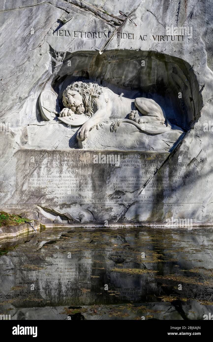 Monumento ai leoni, Lucerna, Canton Lucerna, Svizzera Foto Stock