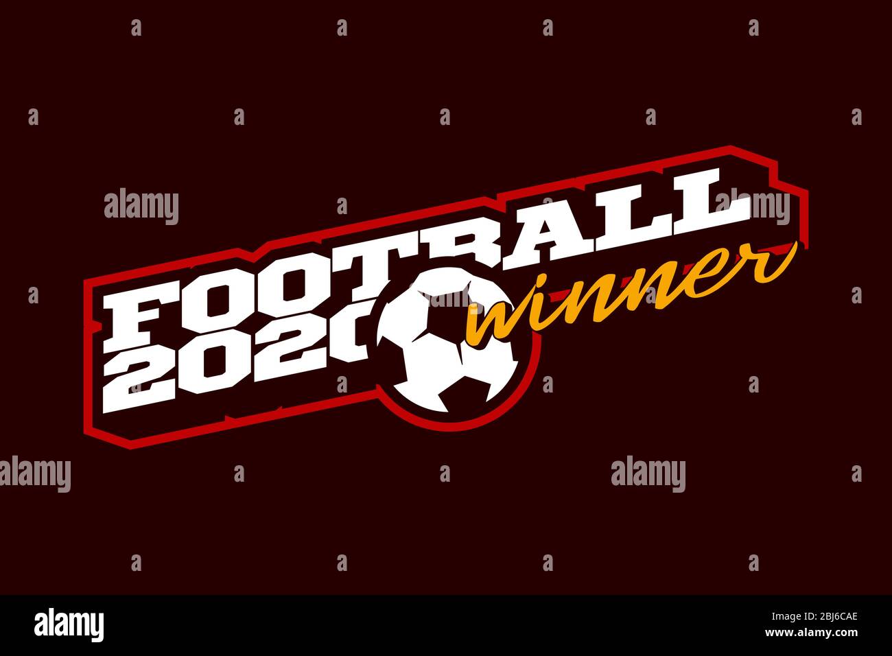 Logo Champion 2020 Football Vector. Moderna Typography sport palla di calcio in stile retrò vettore emblema e modello logo design. Piè Di Pagina Illustrazione Vettoriale